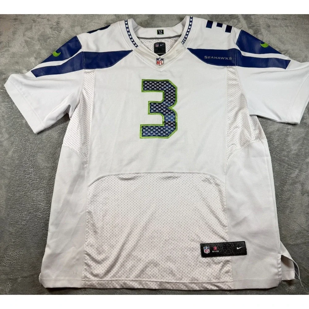 Nike On Field Russell Wilson #3 Seattle Seahawks Jersey 52 XL‎ White NFL